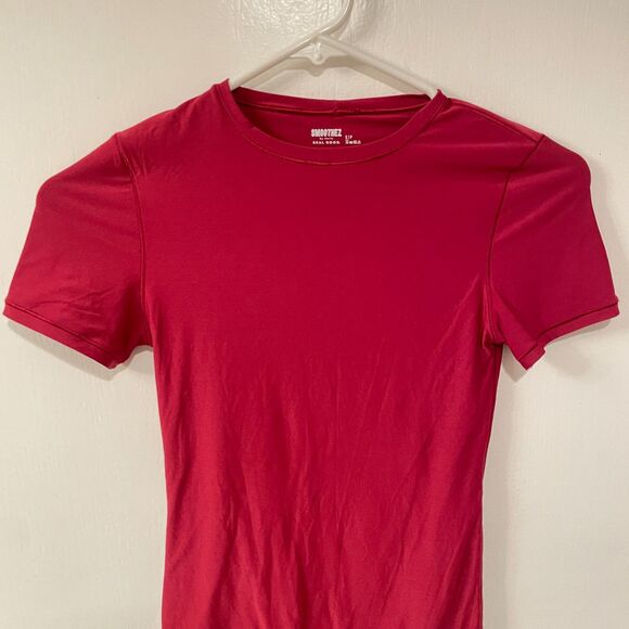 Smoothez by aerie Short Sleeve Round Neck Bodysuit Red Size Small - Picture 3 of 11